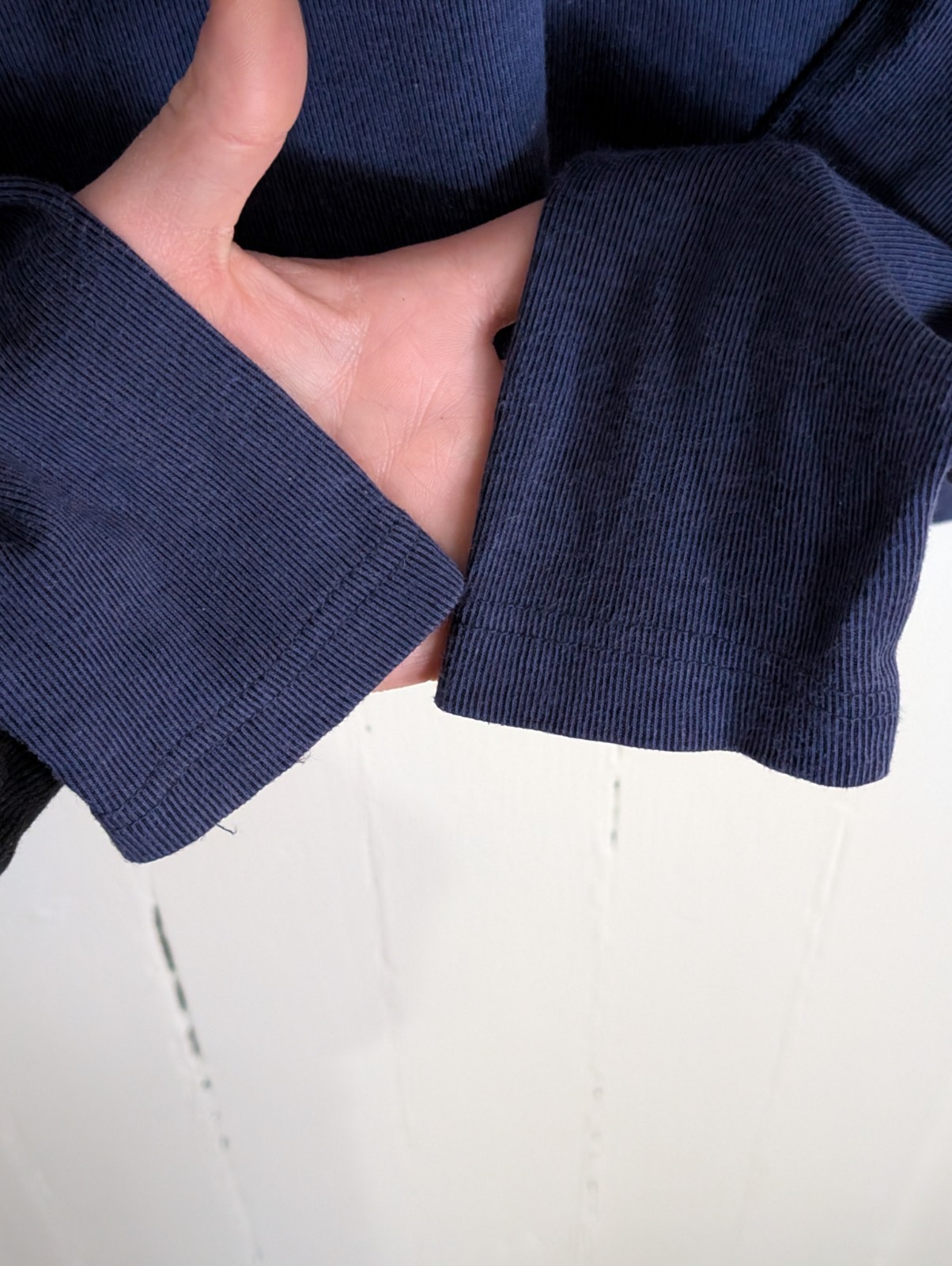 Vintage One Step Up Navy Blue Long Sleeve Blouse Women’s Size Large Cotton Blend