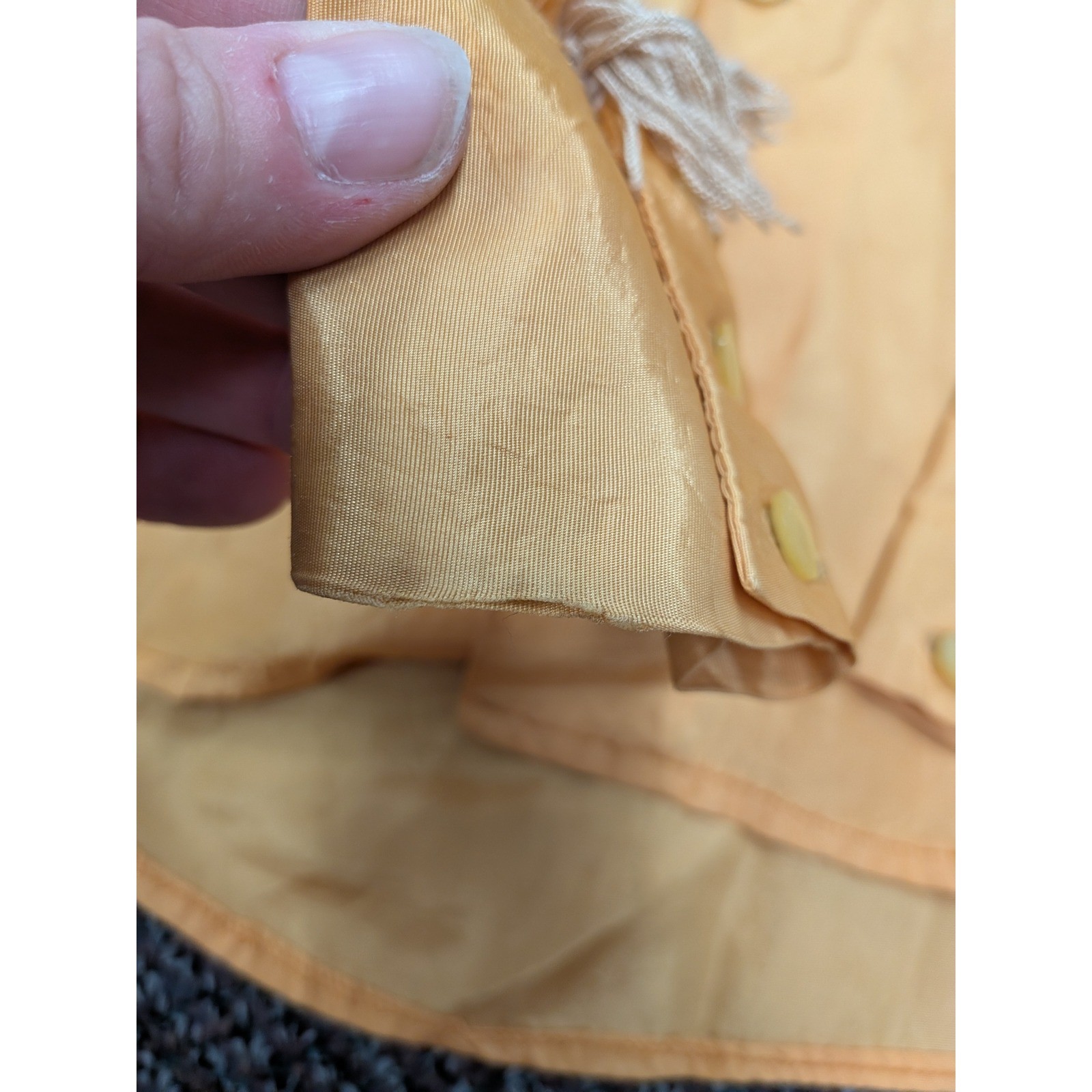 Vintage Western Fringe Shirt Gold Yellow Long Sleeve Button Down Rodeo Boho S/M