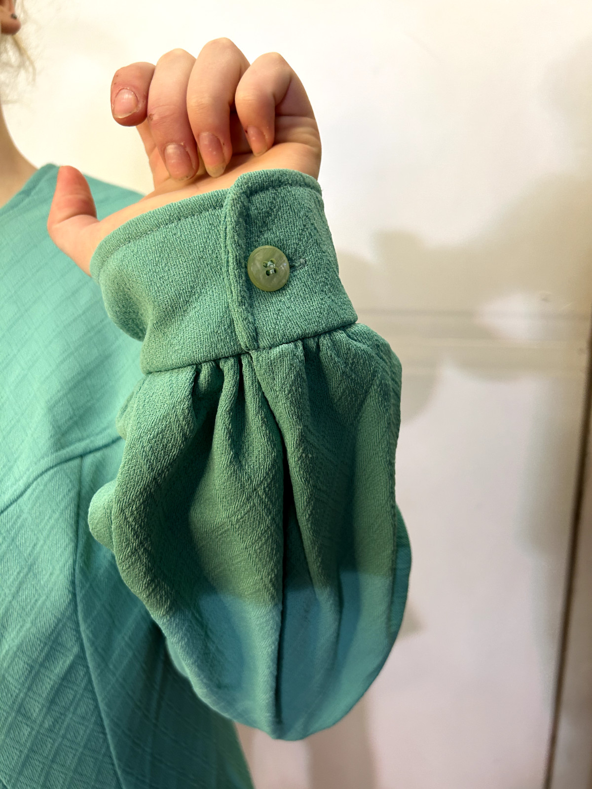 Vintage MODERN STYLE 1980s 60s Teal A-Line Mini Dress Crimplene Mod Go-go AU 14