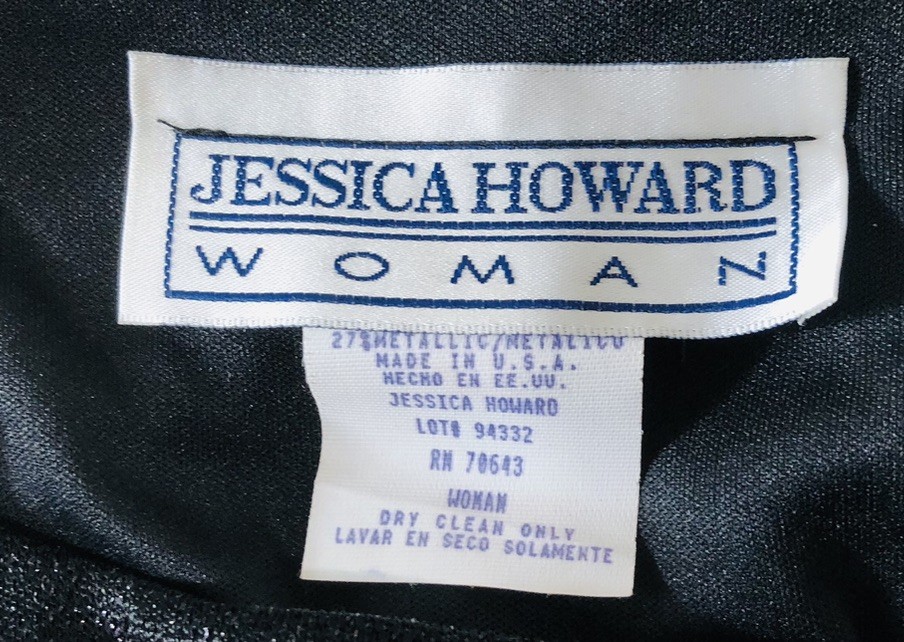 Vintage Jessica Howard Woman Dress W/Sweater Feather Trimmed, Crystal Buttons
