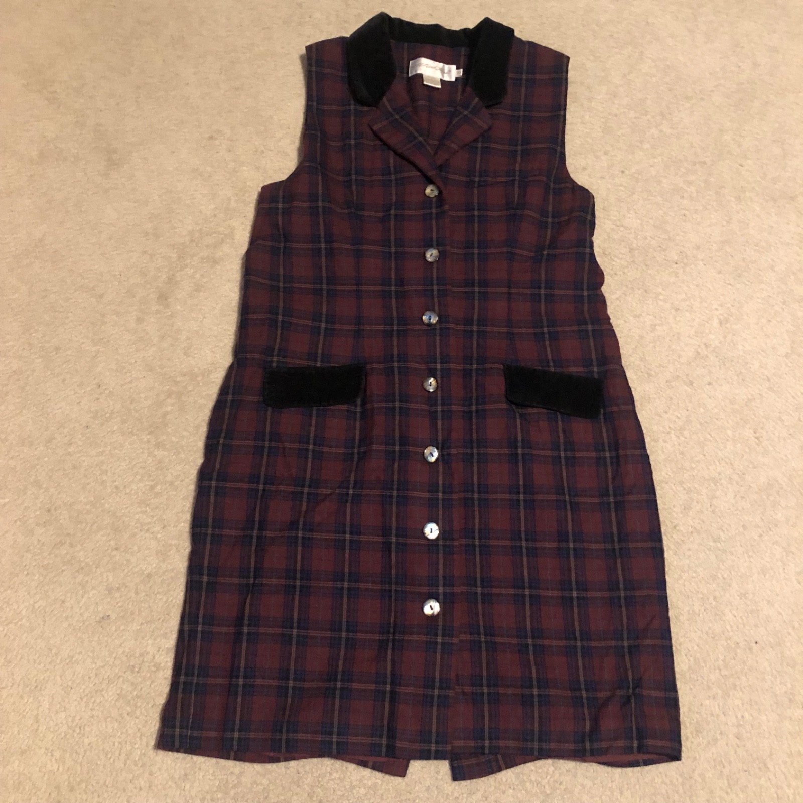 VTG 90s All Week Long Wool Plaid Jumper Dress Women Size 16 Preppy Dark Academia
