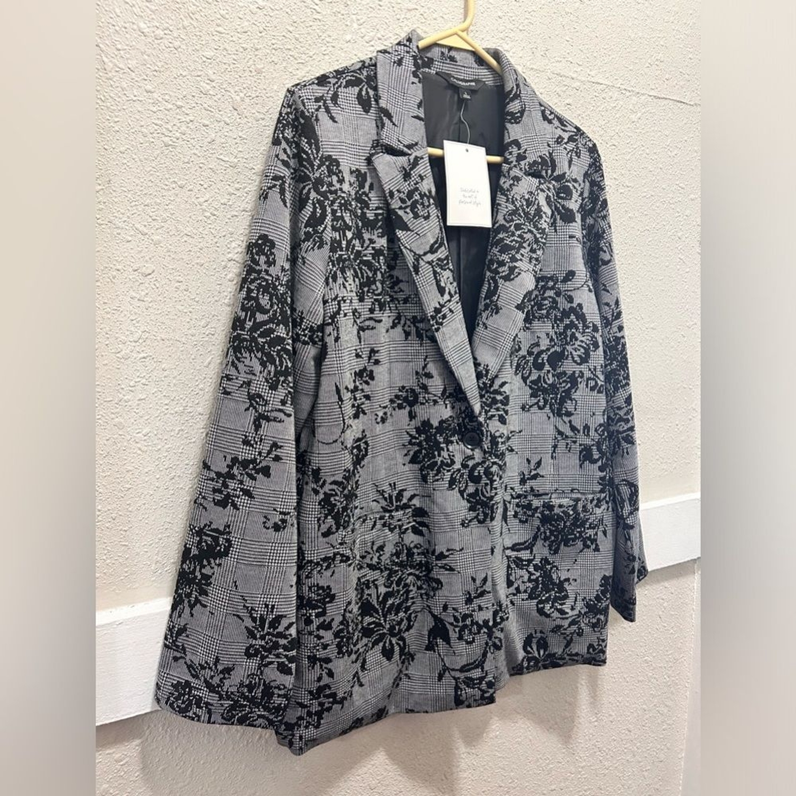 Calligraphie Grey and Black Floral Blazer Jacket NWT L