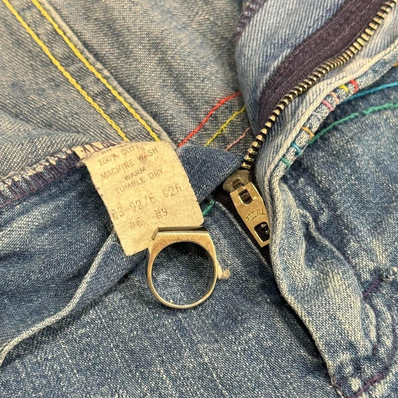 VTG 70s Rainbow Wave Bell Bottoms High Waisted Flare Leg Jeans Scovill Zip 26×31