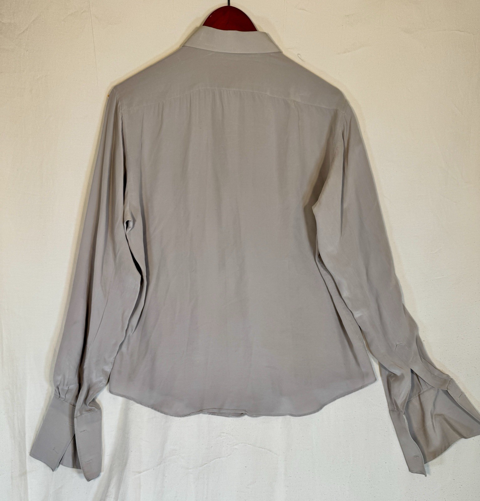 Georgio Gentelli L Silk Vintage Blouse Double Cuff links Pleated Button Front