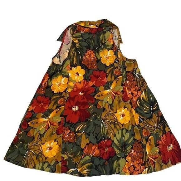 Vintage ’90’s French Connection Tropical Floral Swing Collared Top Sz Med Summer