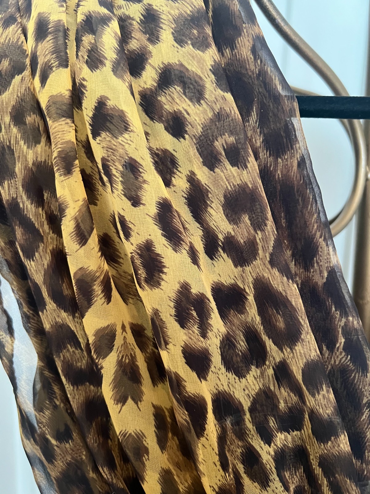 VTG 80s Climax Karen Okada for David Howard Leopard Chiffon & Suede Bodice 11/12