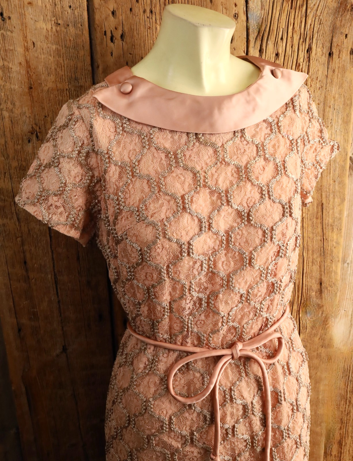 Vintage Mary Roberts New York Brocade Belted Dress Size 14 1/2