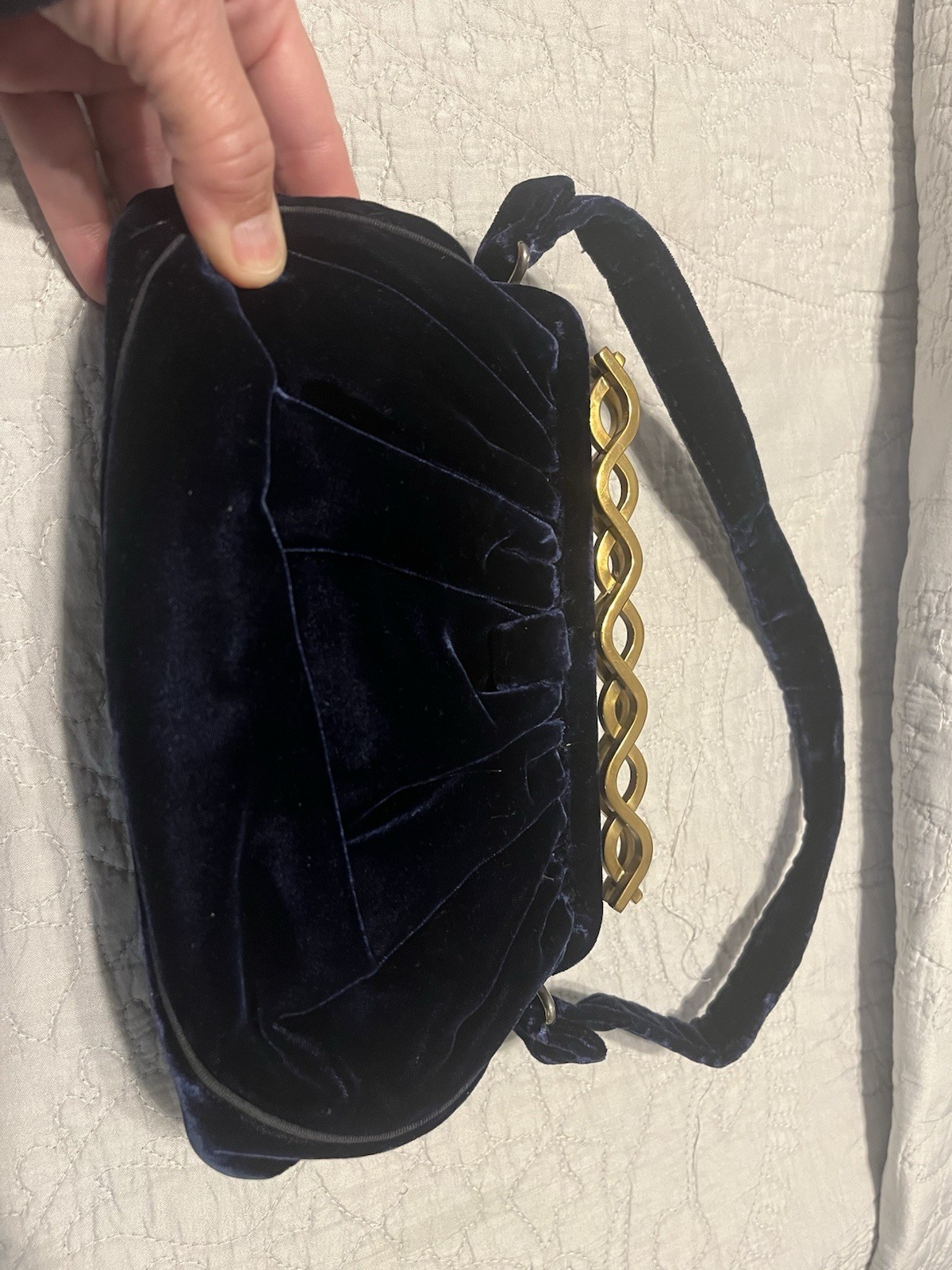 Vintage Blue Velvet Dress Set Purse Fascinator Hat Formal Evening Cocktail SZ 10