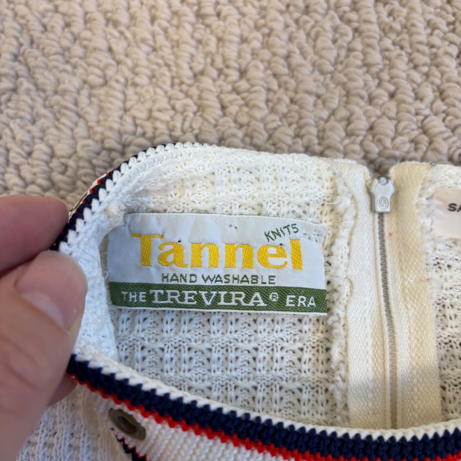 Vintage 60s Tannel Knits Trevira Era Mod Shift Dress | White, Small ILGWU TWA