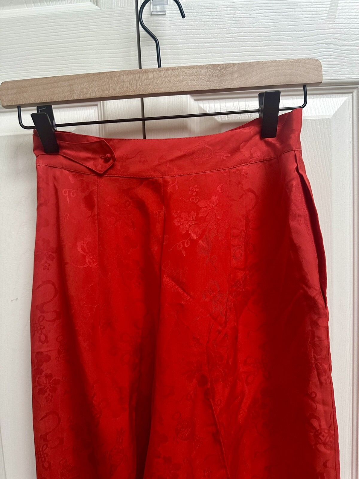 Vintage SZ 12 Dynasty Hong Kong BCC Silk 2 Pc Jacquard Floral Hostess Pant Set