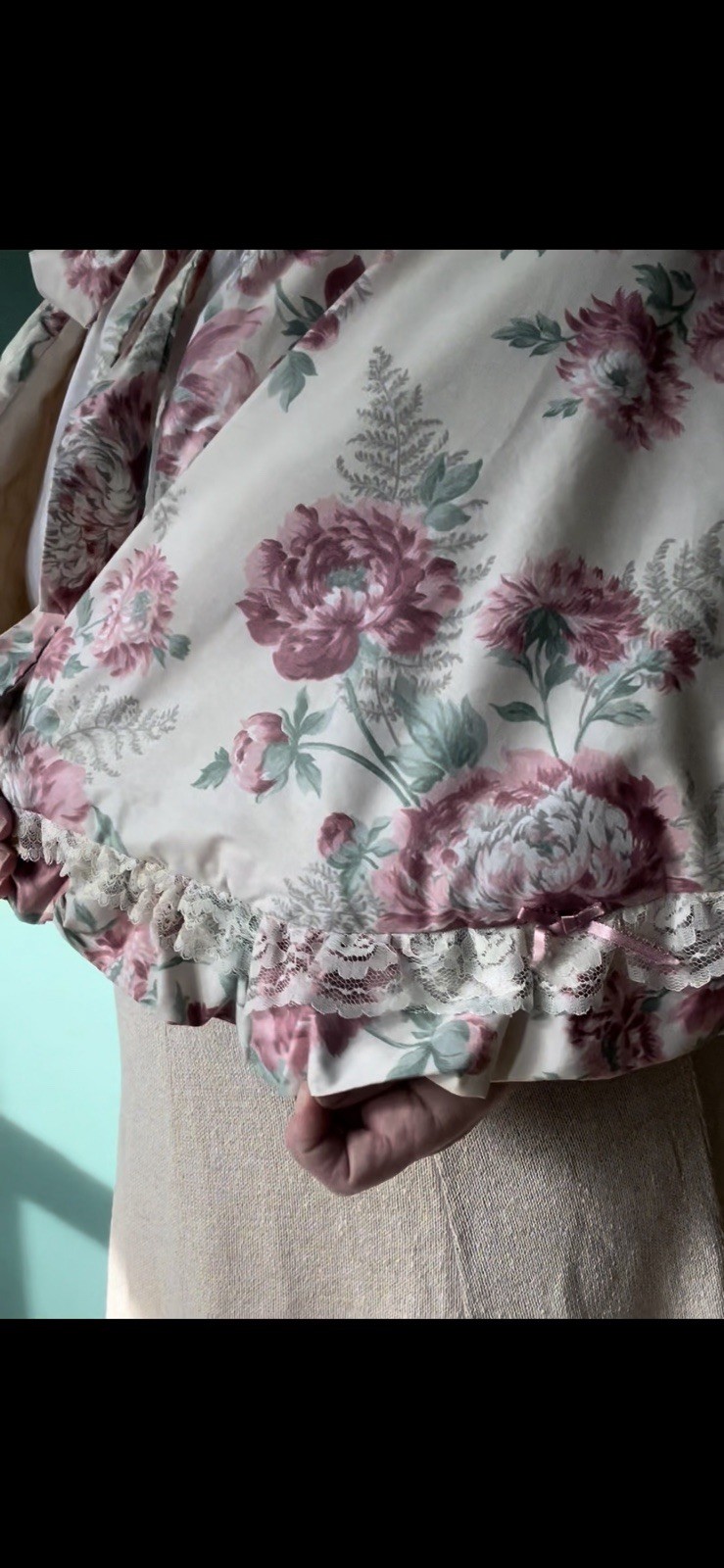 Cottagecore quilted Lace Floral Cape/caplet/shawl