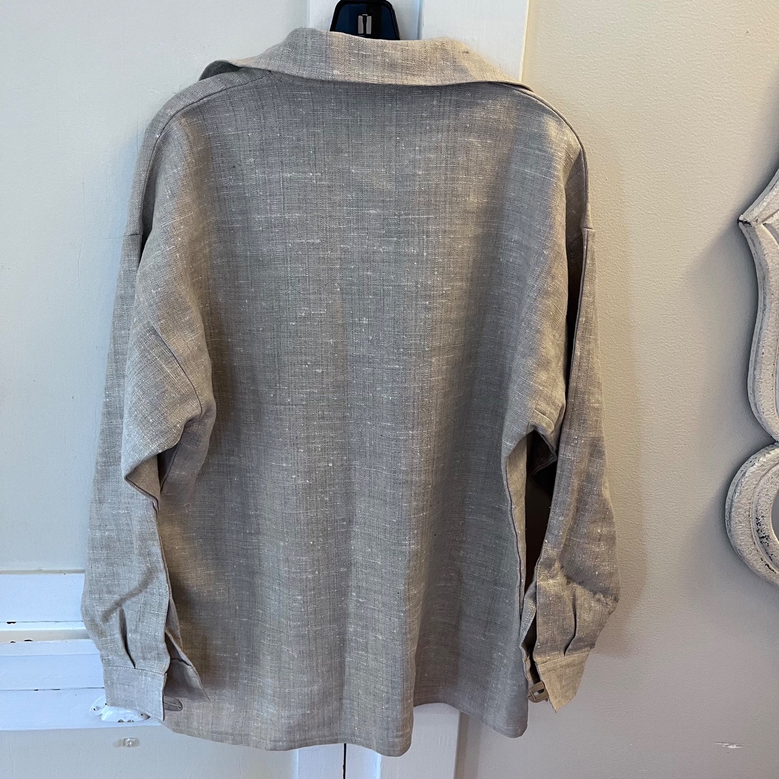 RARE Vintage 70s KINSALE SMOCK Moygashel 100$ Linen Fisherman Top Sz L