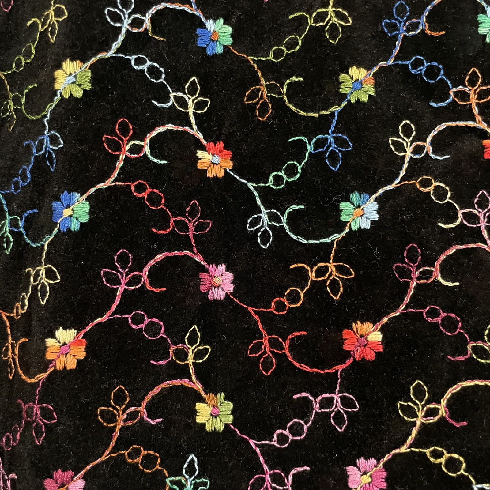 Vintage Lori Of California Velvet Embroidered Floral Rainbow Blazer Jacket