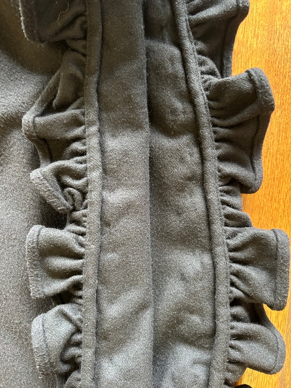Vintage 1980’s Black Wool Cape Poncho Mink Fur Rosette Trim
