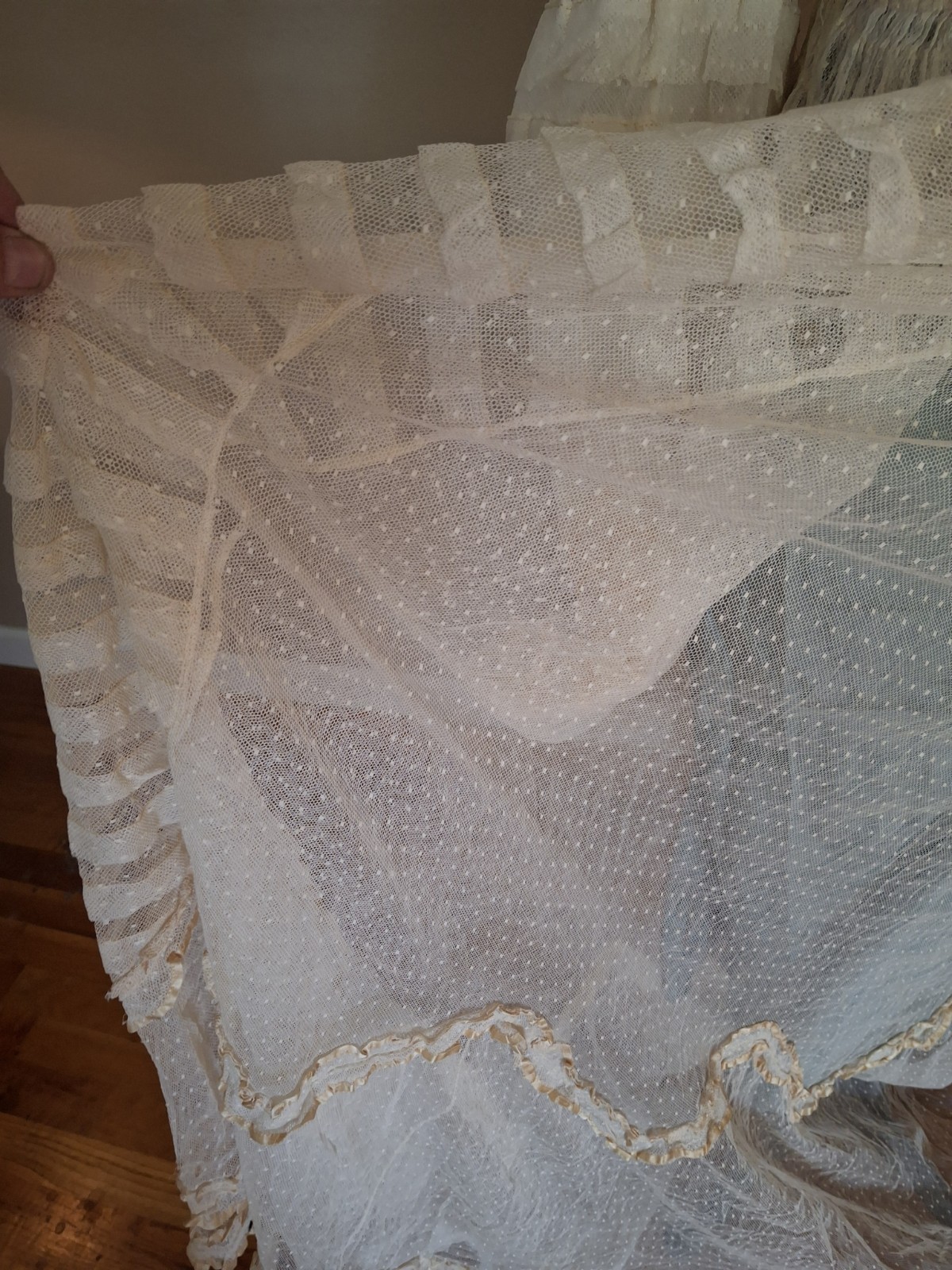 Vintage 1900 Charming Swiss Dotted/Ribbon Trim Bodice & Skirt
