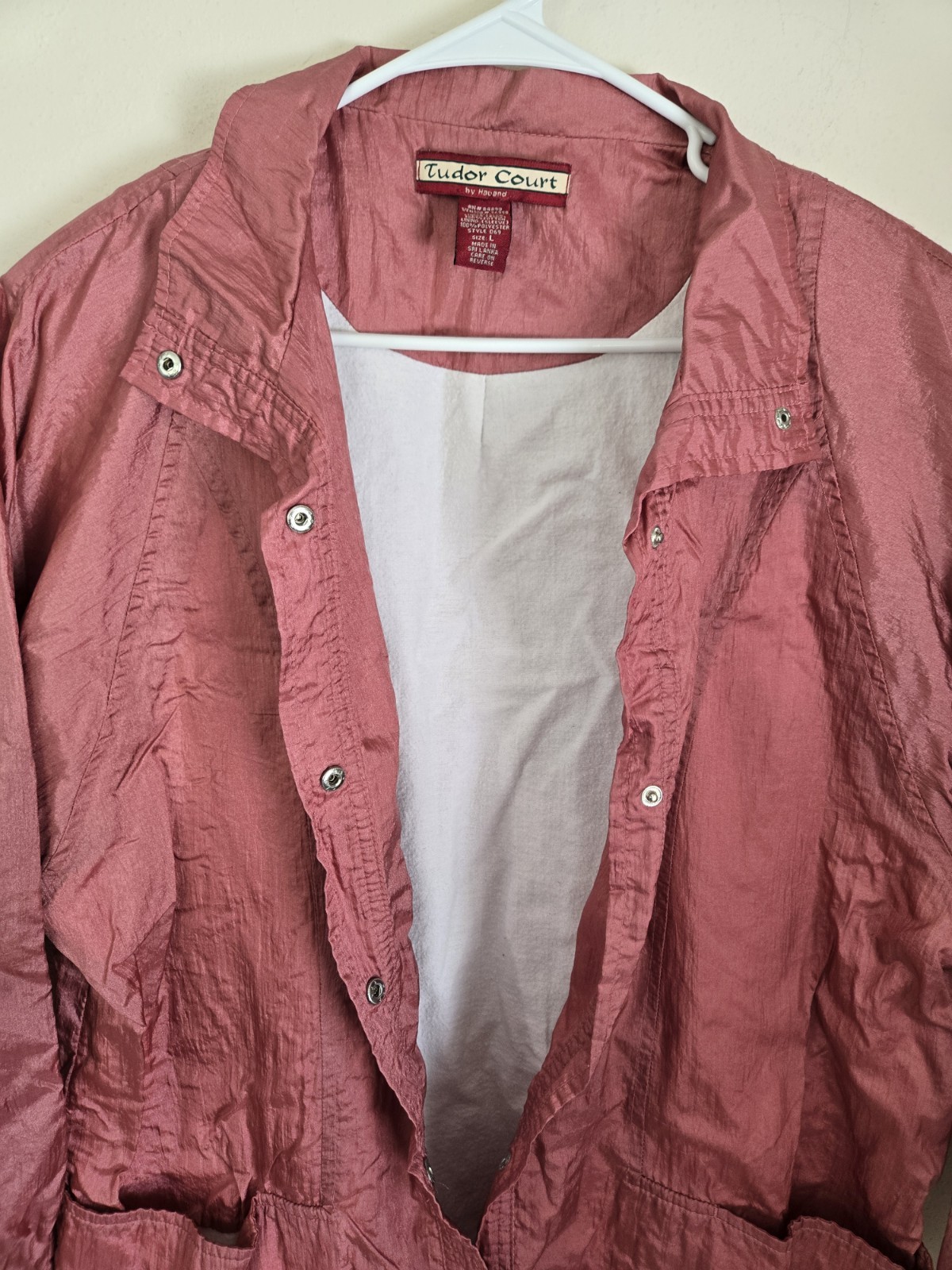 80’s/90’s Tudor Court by Haband Metallic Lg. Pink Jacket Windbreaker FREE SHIP