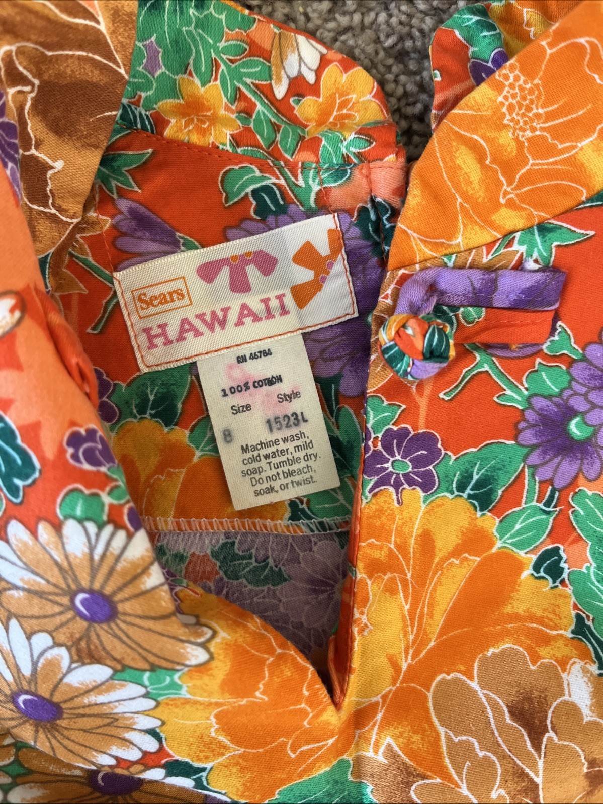 VTG 60/70s Sears Hawaiian Fashions Multicolor Floral Oriental Inspired Dress-Sz8