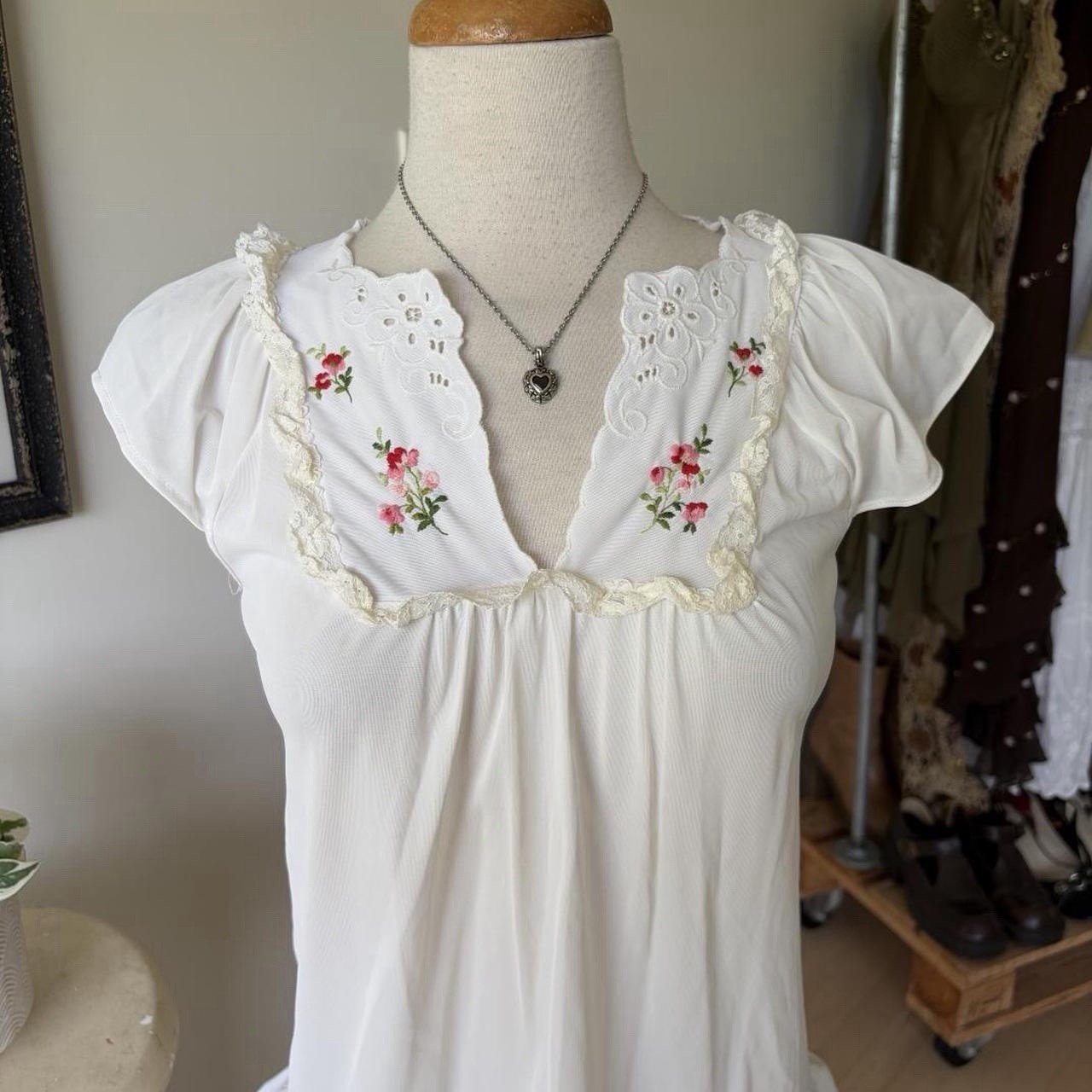 VTG White Babydoll Slip Dress Women’s Size Small
