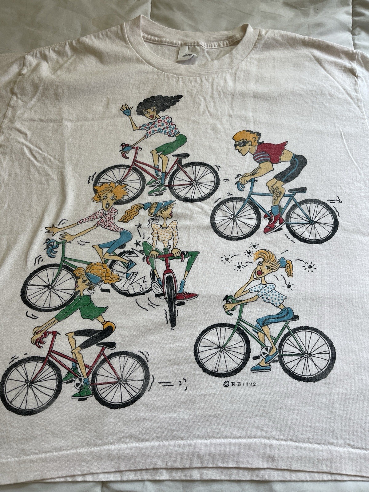 Vintage 90s Cycling Bicycle T-Shirt Crop Top Work Out 1992 Sports Wear Size L/XL