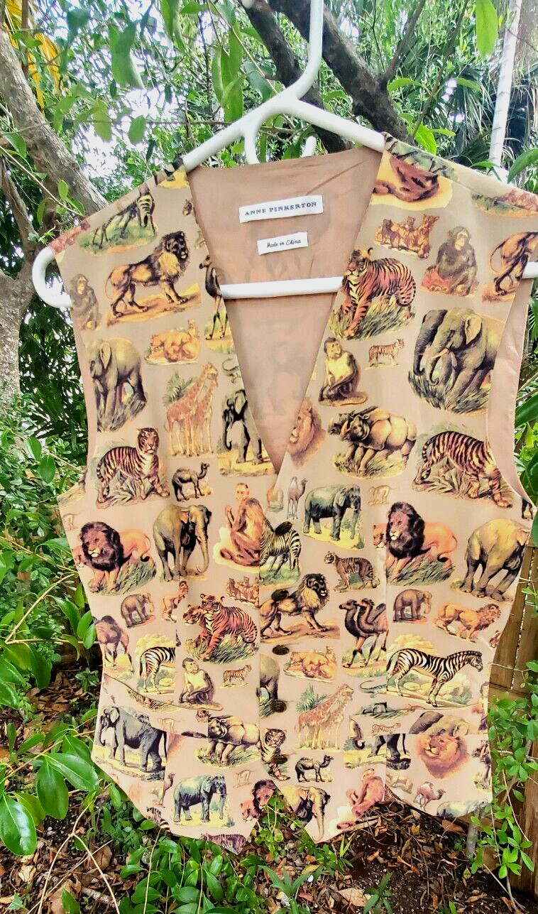 Vintage Anne Pinkerton Wild Animals silk vest P/P AWESOME!