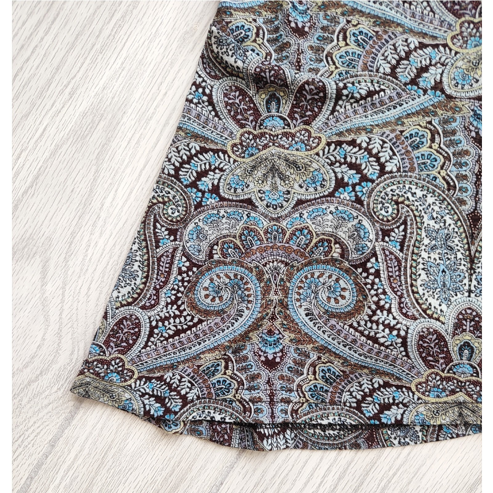 Vintage 90s Y2K Stretch Paisley Skirt Brown New York City Midi Whimsigoth M L