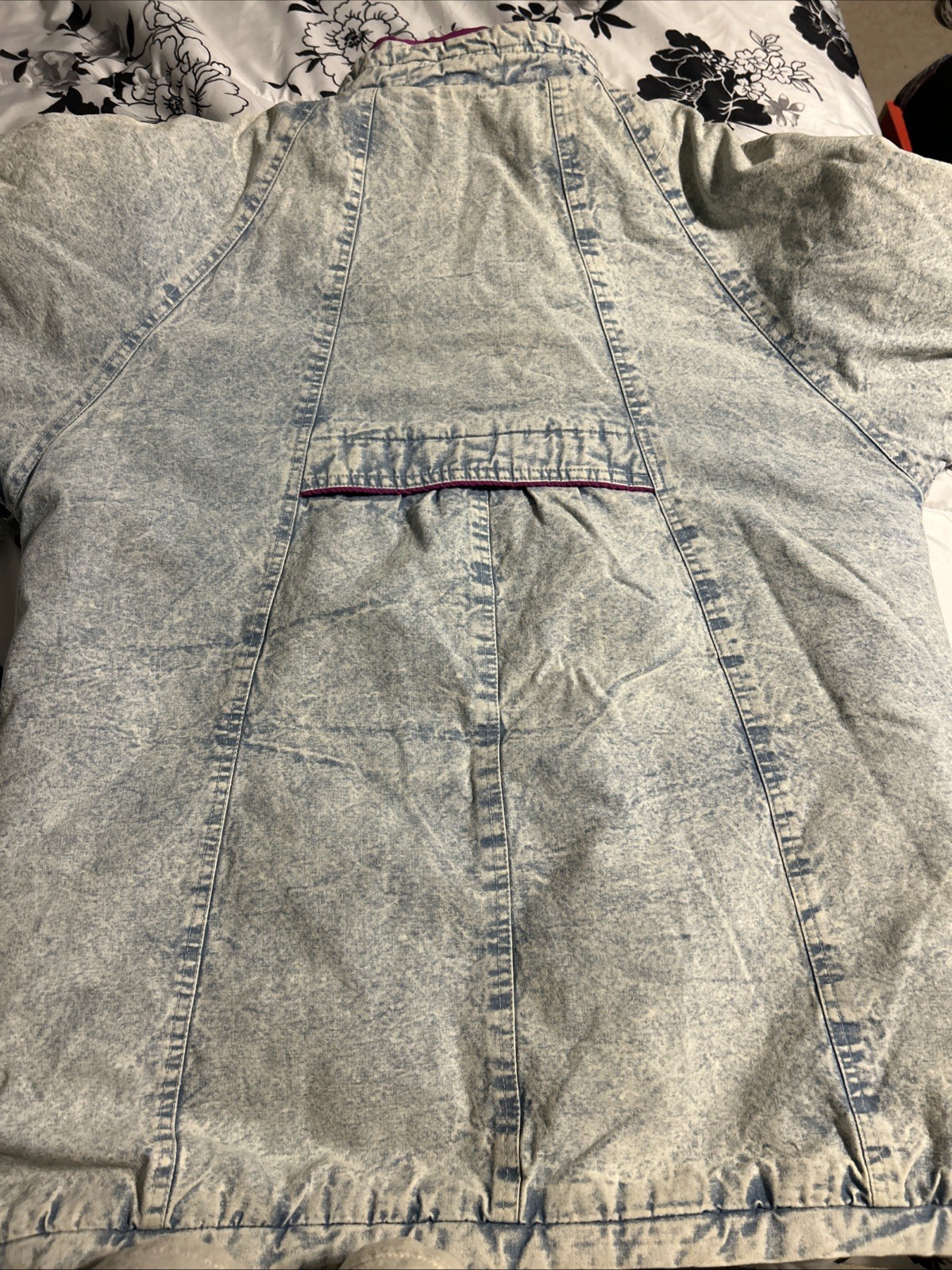 Vintage Gitano Outerwear Womens M Acid Wash Denim Jacket Floral Design 80s Retro