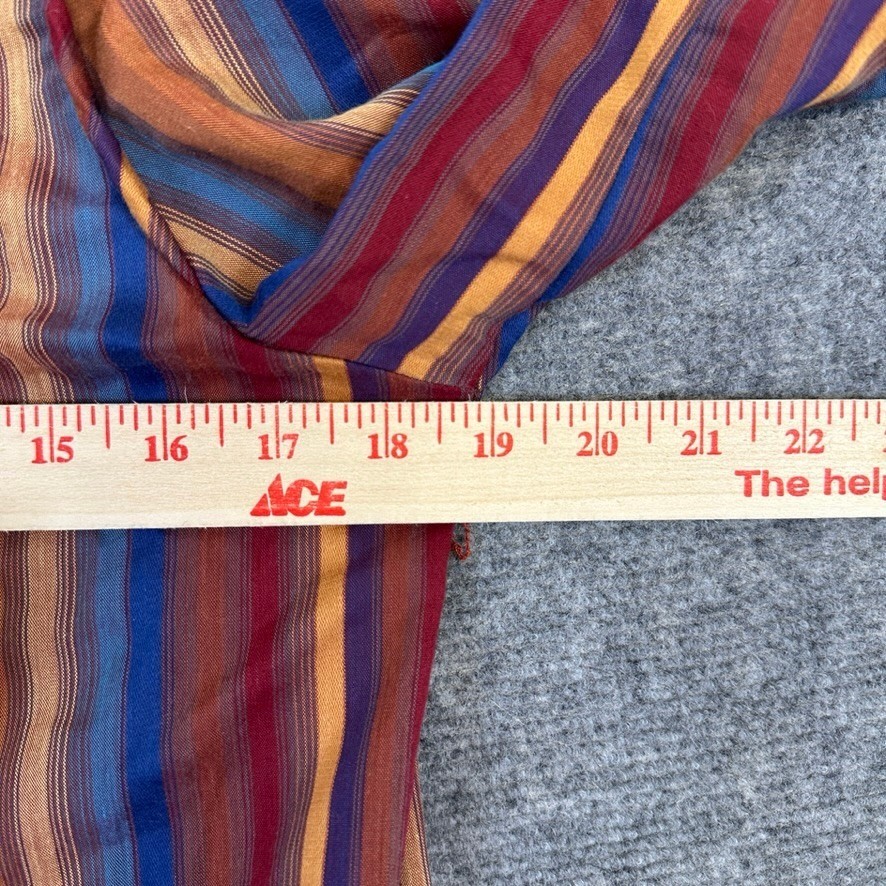 John Weitz Vintage 80s Blouse Band Collar Striped Multi-Color Long Sleeve Size 8