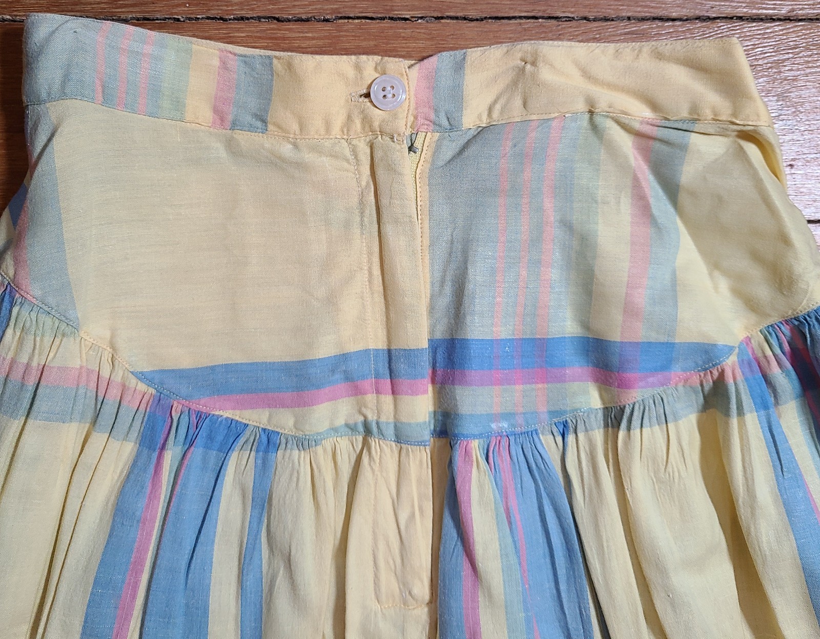 Vintage 70s/80s Santa Cruz Flat Front Plaid Skirt SZ 5 Cotton A-line Full Retro