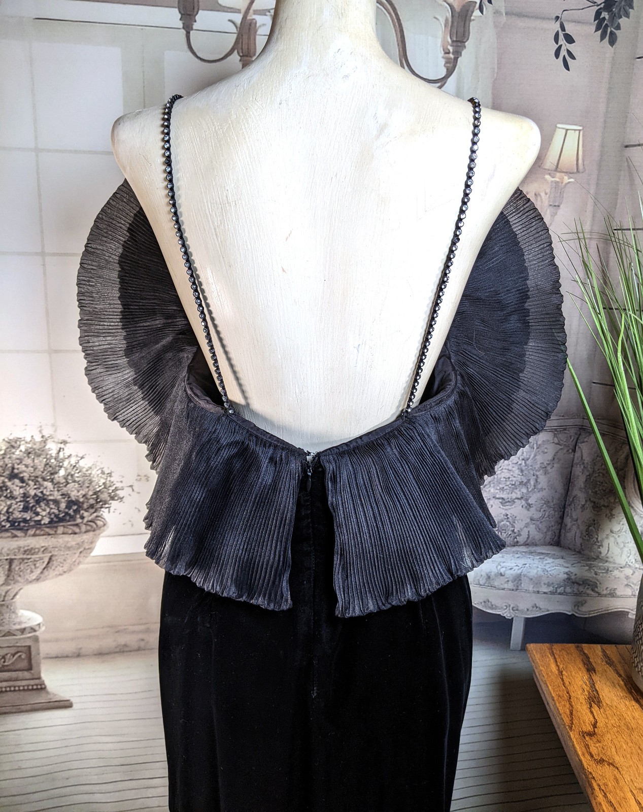 Vintage Nolan Miller Dynasty Collection Couture Origami Black Velvet Gown Sz 8