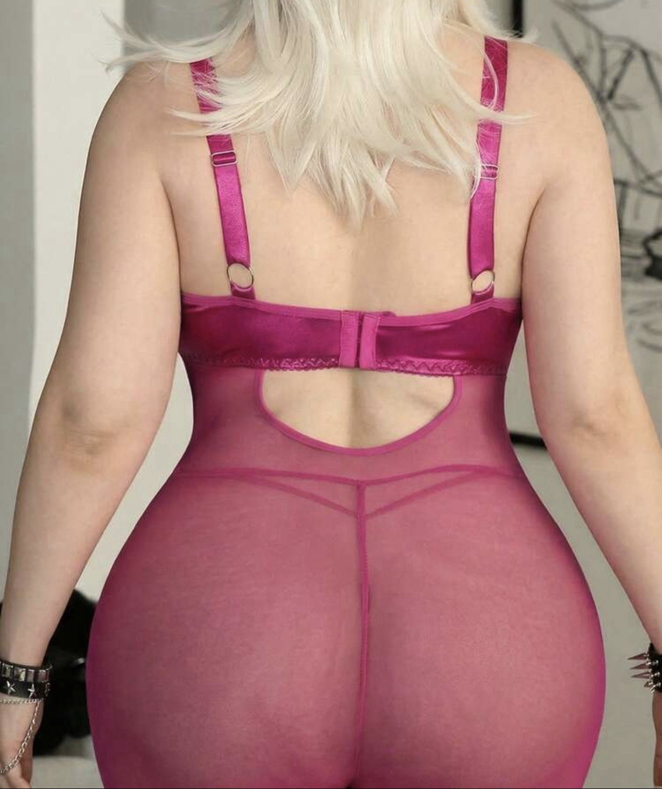 Metallic Wet Look Lame’ Pink Slip Bodycon Dress Vixen Neon Mesh Back PLUS 2X NEW