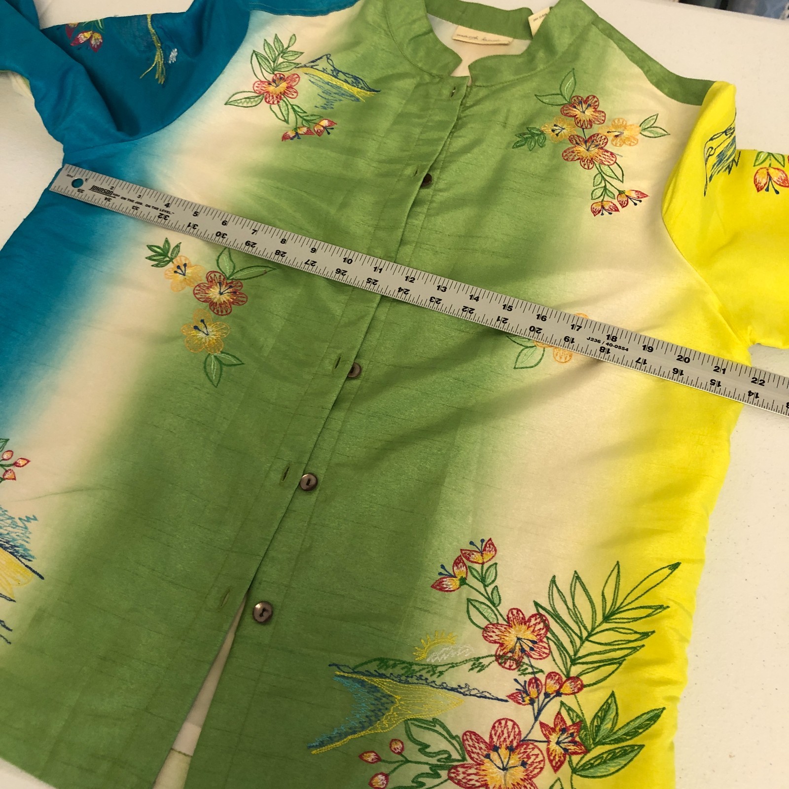 Marsh Landing Lightweight Embroidered Jacket Sz M Mandarin Collar Asian Inspired