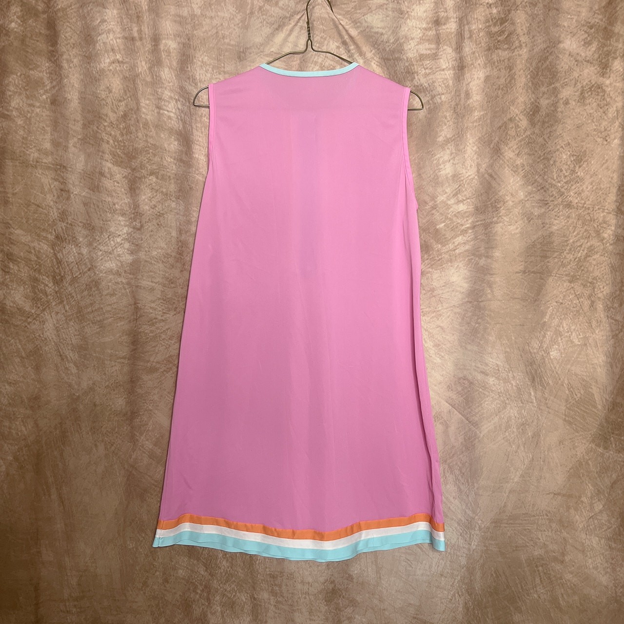 Vintage 60s Union Made Pink Mini Mod Shift Dress Sleeveless Retro Disco GoGo