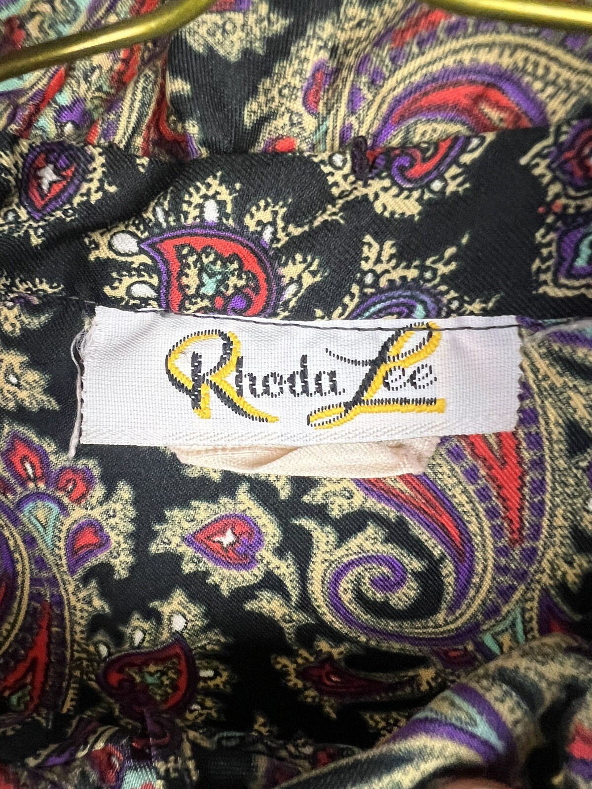 VTG 1970’s Rhoda Lee Polyester Neck Tie Blouse 12 Paisley Ruffles Dark Academia