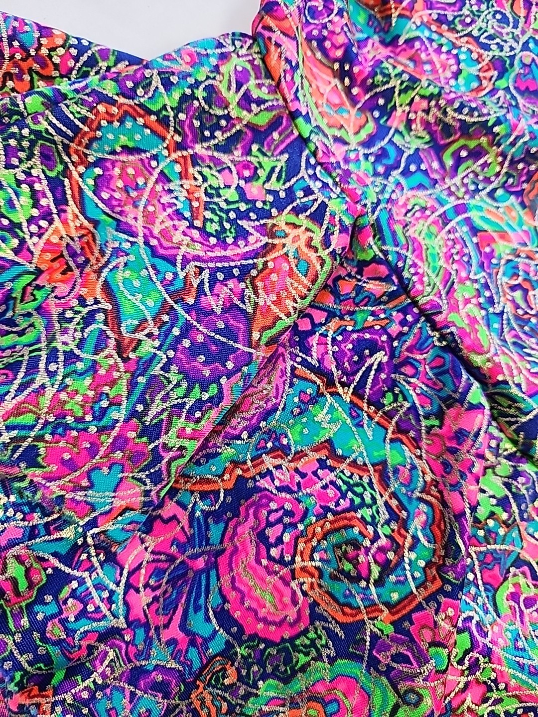 Gantner California Womens Size 10 Psychedelic Neon Colorful 1pc Bathing Suit 80s