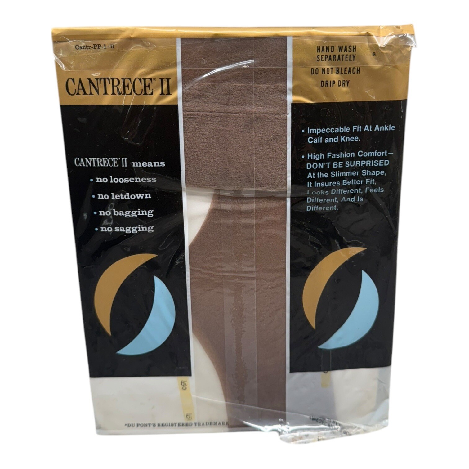 Vintage 1965 CANTRECE II Nylon Seamless Sheer Stockings Tan Medium Nude Heel