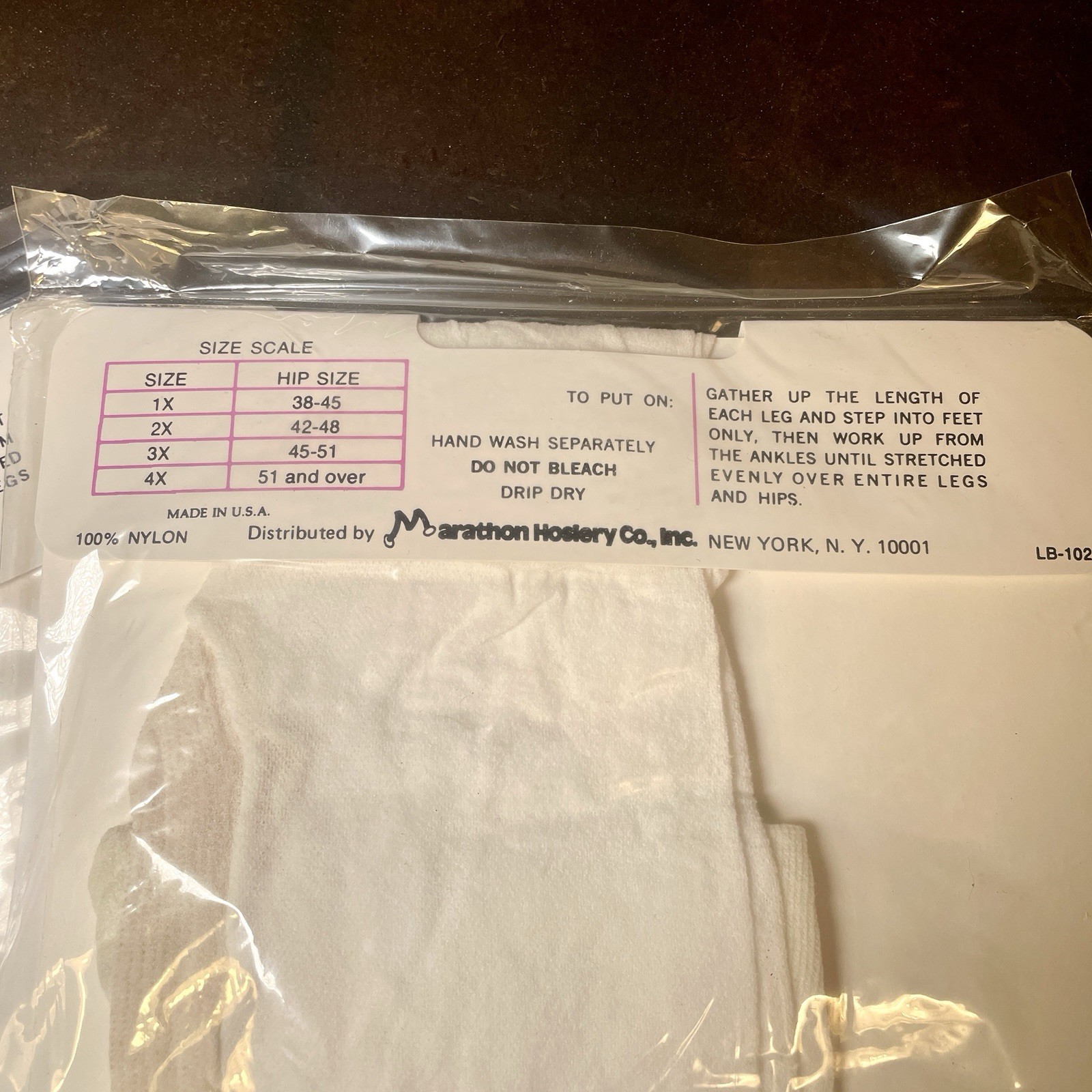 2 VTG Marathon Turbo 7 ExtraSize Width Panty Hose Nylons WHITE 1X HIPS 38” – 45″