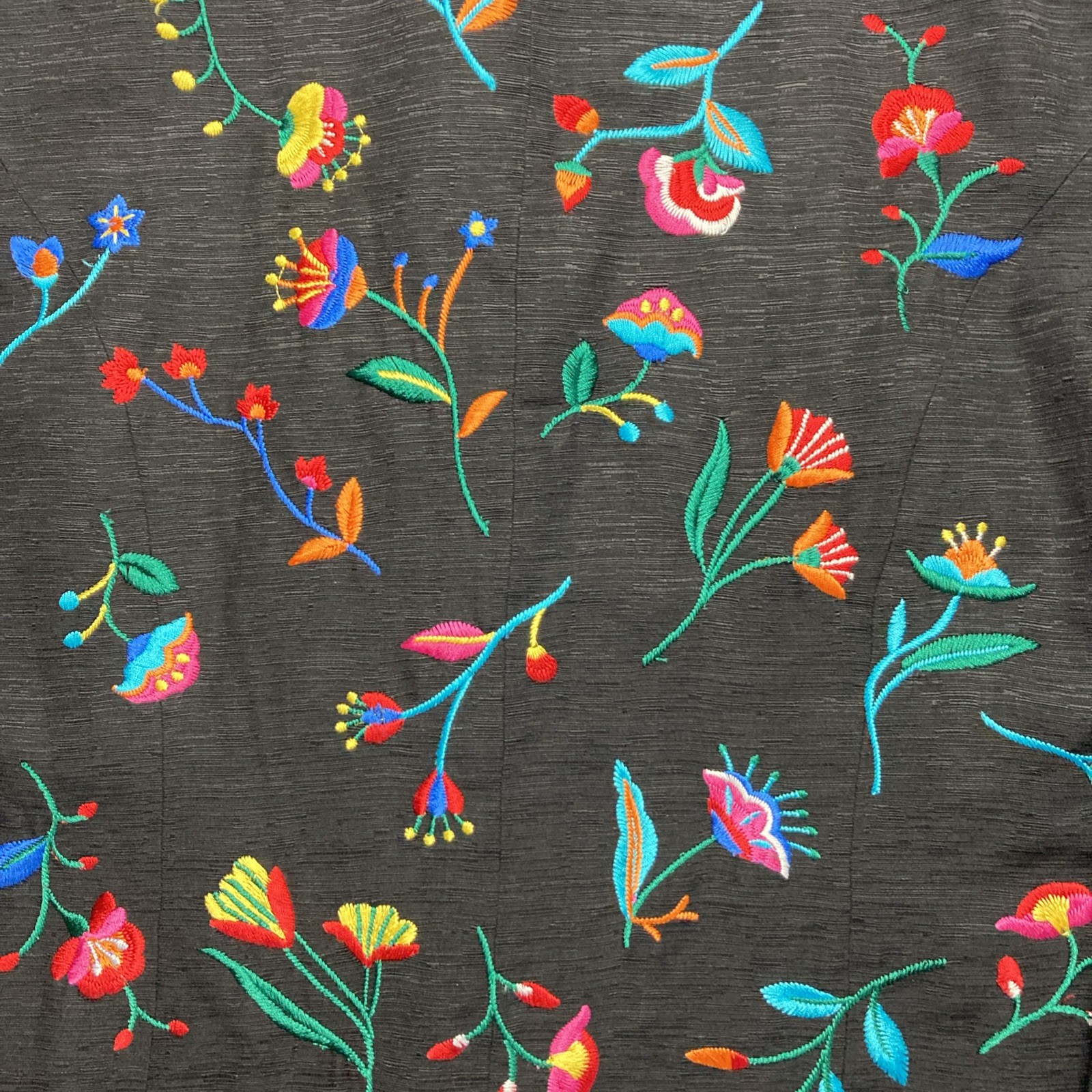 Silkland 3/4 Sleeve SZ LG Blazer Cardigan Lined Embroidered Beaded 100% Silk