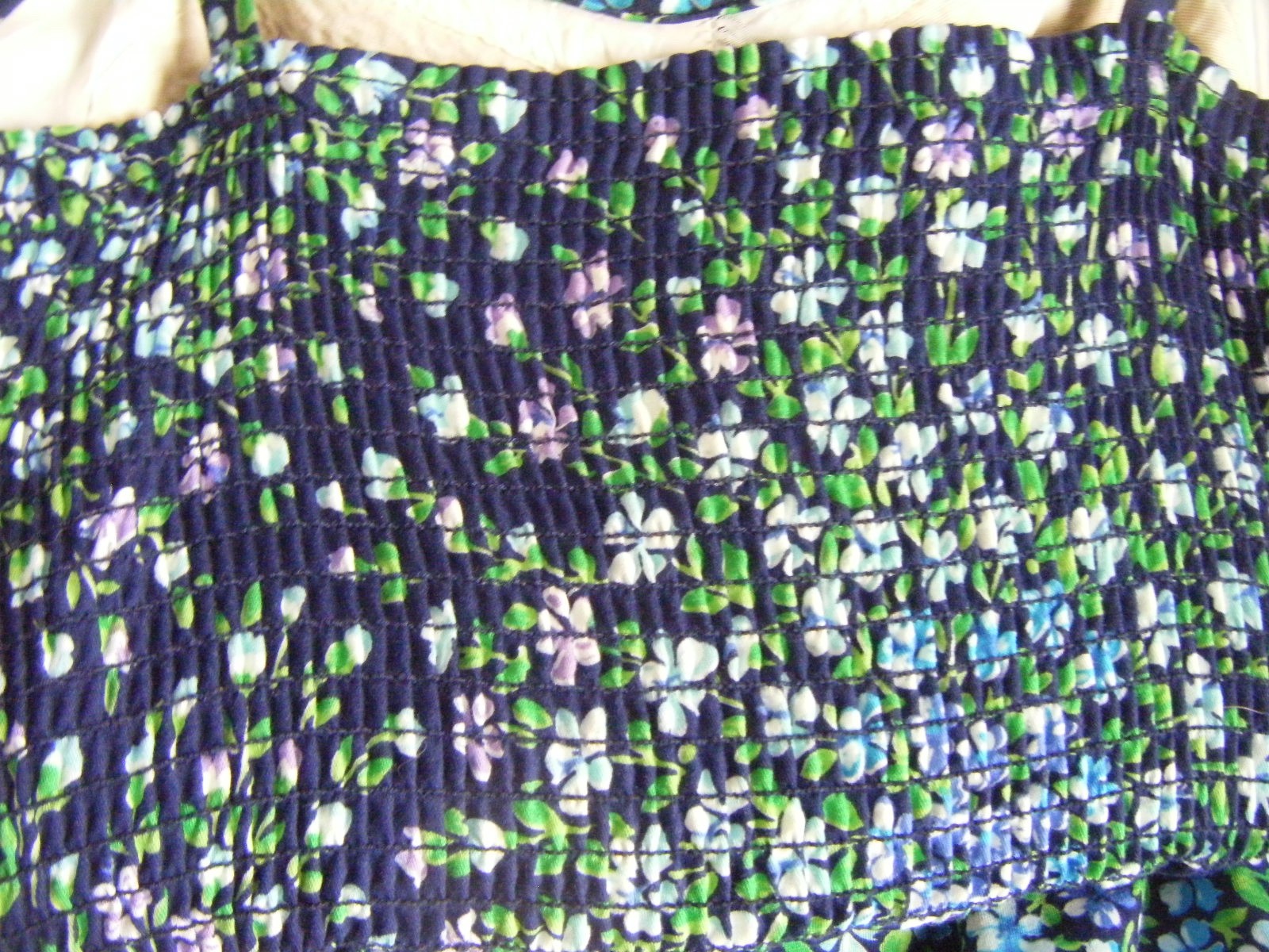 MURRAY MEISNER Vtg 60s Navy Green Floral Sun Swim Dress-Bust 34-37/XS