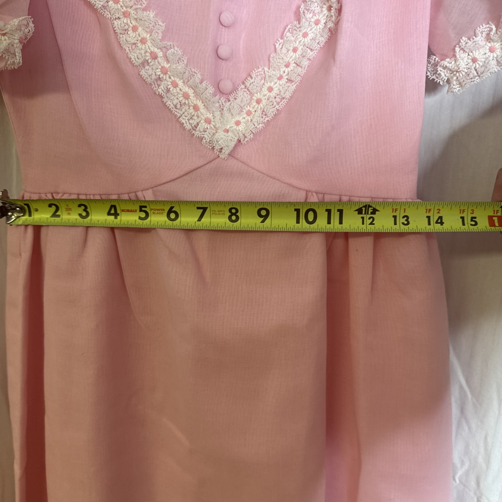 VTG Prairie Dress Maxi Lace ILGWA Bubblegum Pink Formal Prom Wedding 26”W