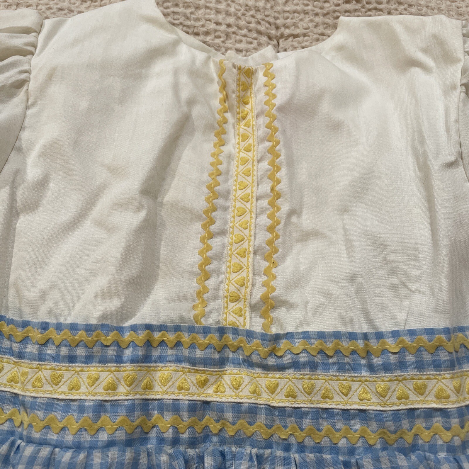 1970’s Martha’s Miniatures Vintage Long Blue And White Gingham Dress SZ 5-6