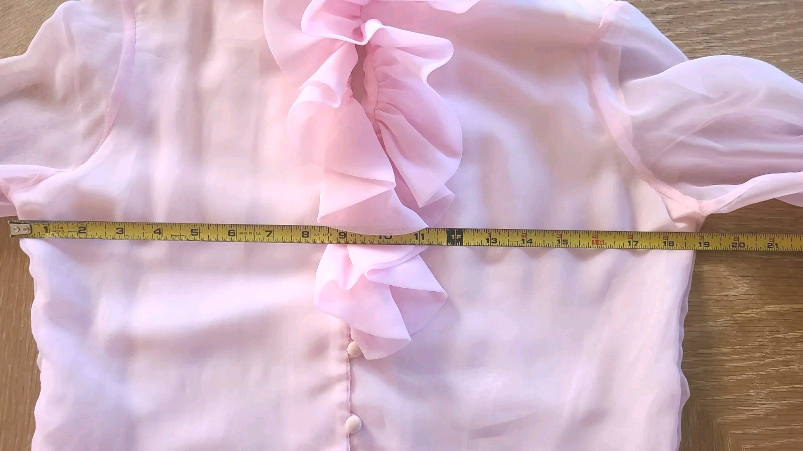 Saks 5th Ave Blush Pink Button Top Ruffle Old Money High Neck Collar Size Small