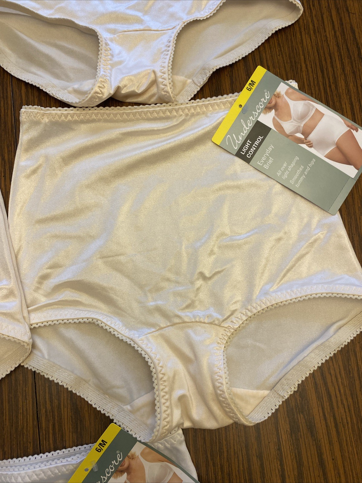 Lot Of 5 Underscore Light Control Satin Second Skin Panties Size 6 Medium