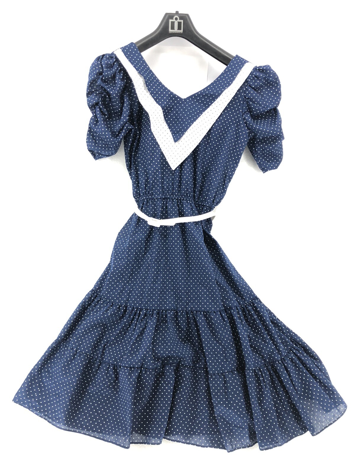 Vtg D. B. A. – L.A. Dress Womens Size 7 Polka Dot with Belt NWT