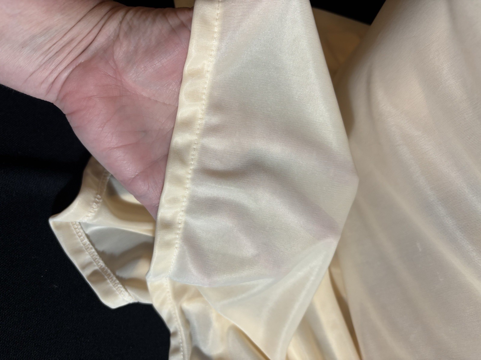 Vtg Satin Soft CreamSickle Shiny Silver Sequins Gown Sheer Long Dress Nightgown