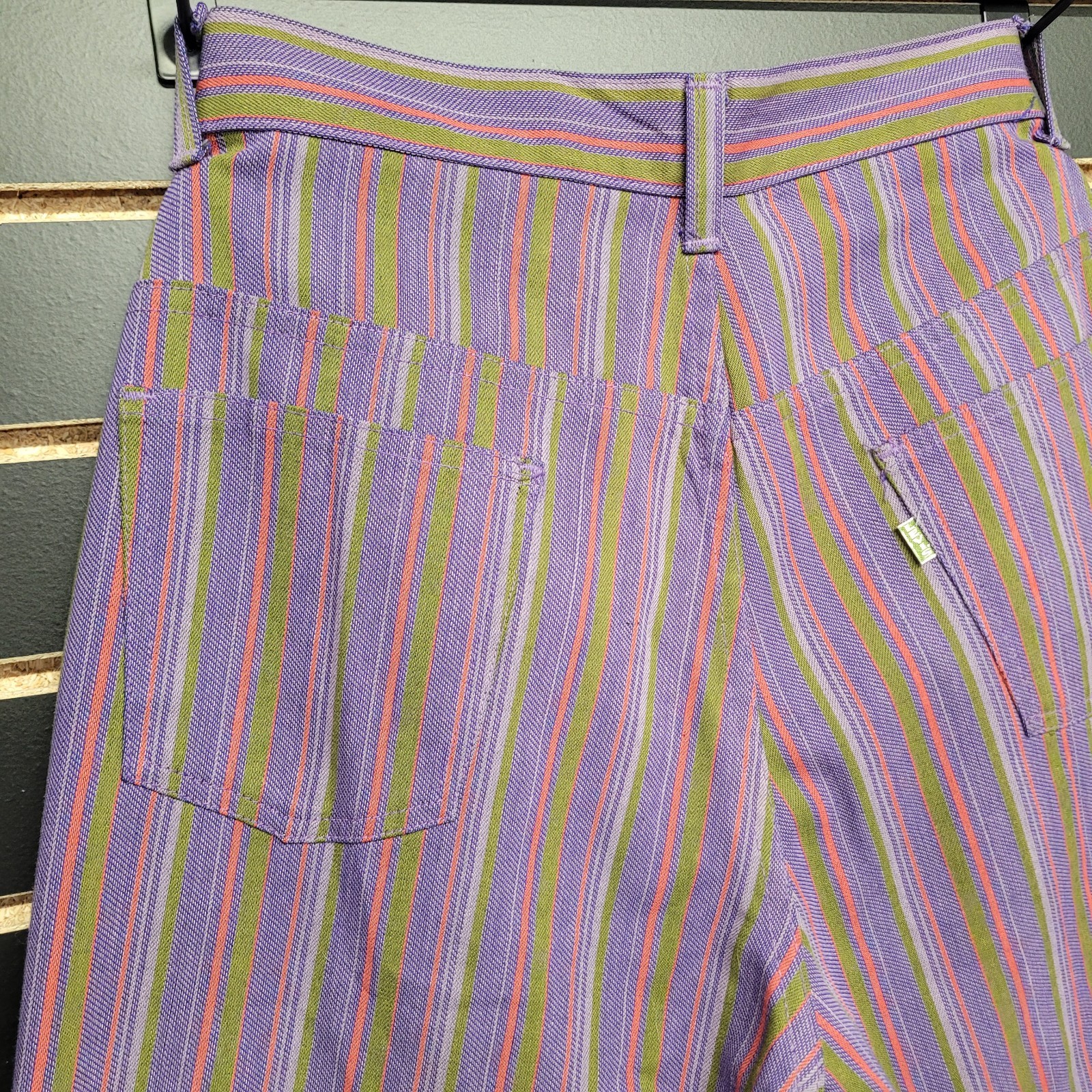 Vintage Levis For Gals Sta-Prest Pants Striped 70s Snap Button 26X32 Rare