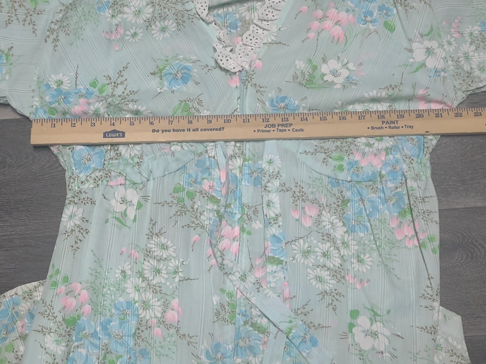 Vtg 70s Robe Boho Hippie Peasant JCPenney Floral Eyelet Lace Trim Sz 18 USA