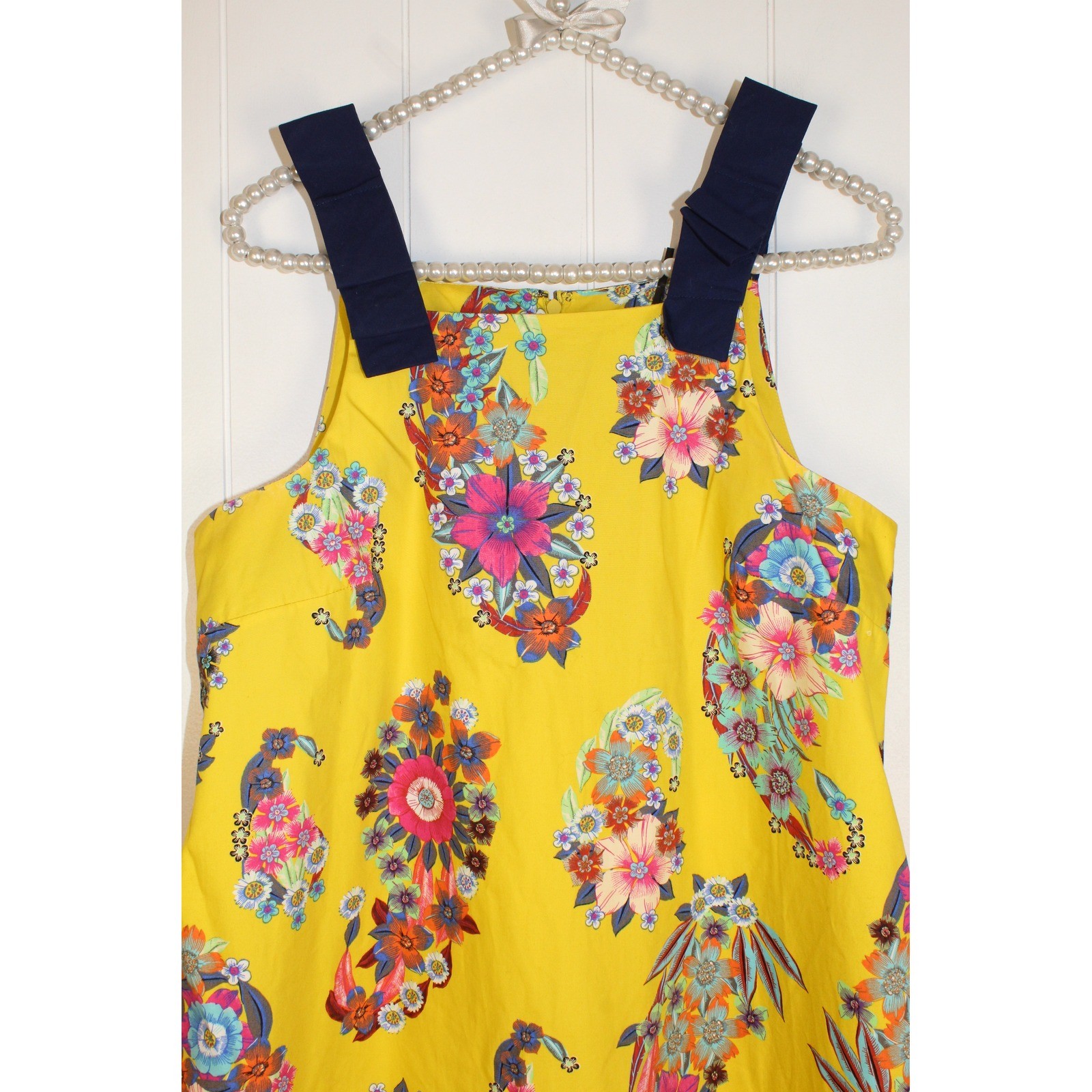 Anthropologie Maeve Sunniva Bright Yellow Floral Shift Dress Size XS