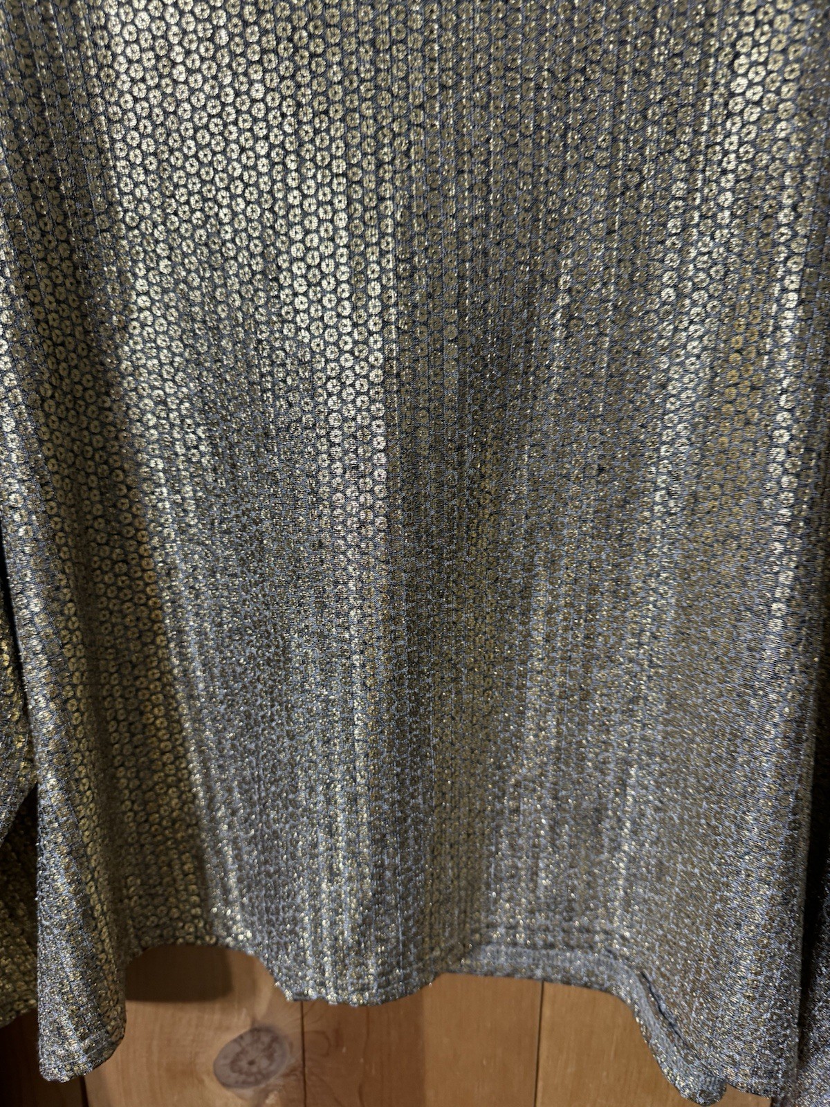 VTG GLASSWORKS LONDON GOLD SILVER CROPPED DISCO BLOUSE RAVE WOMENS O/S