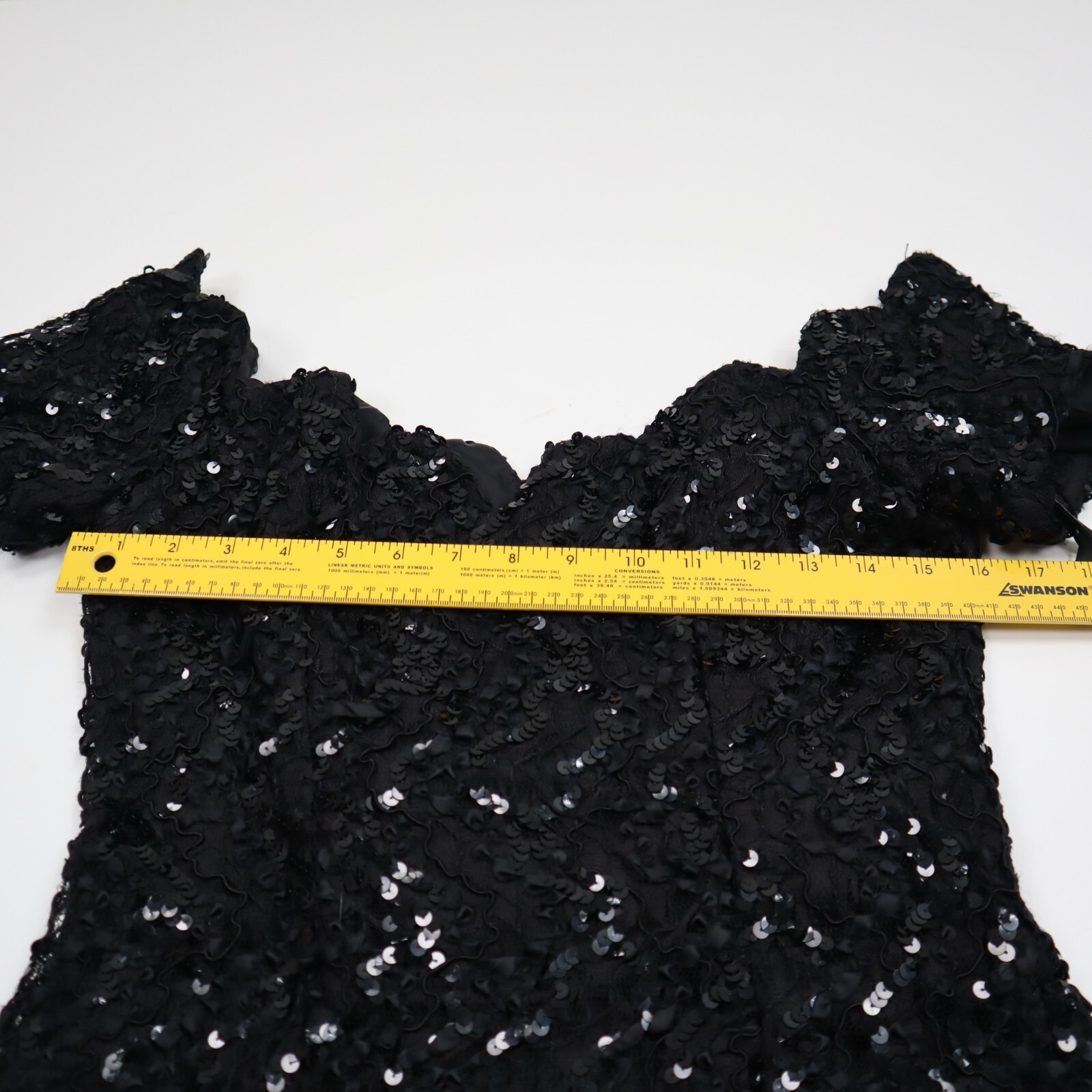 Vintage Karen Lucas for Niki Black Sequin shoulder dress size 8 prom tea