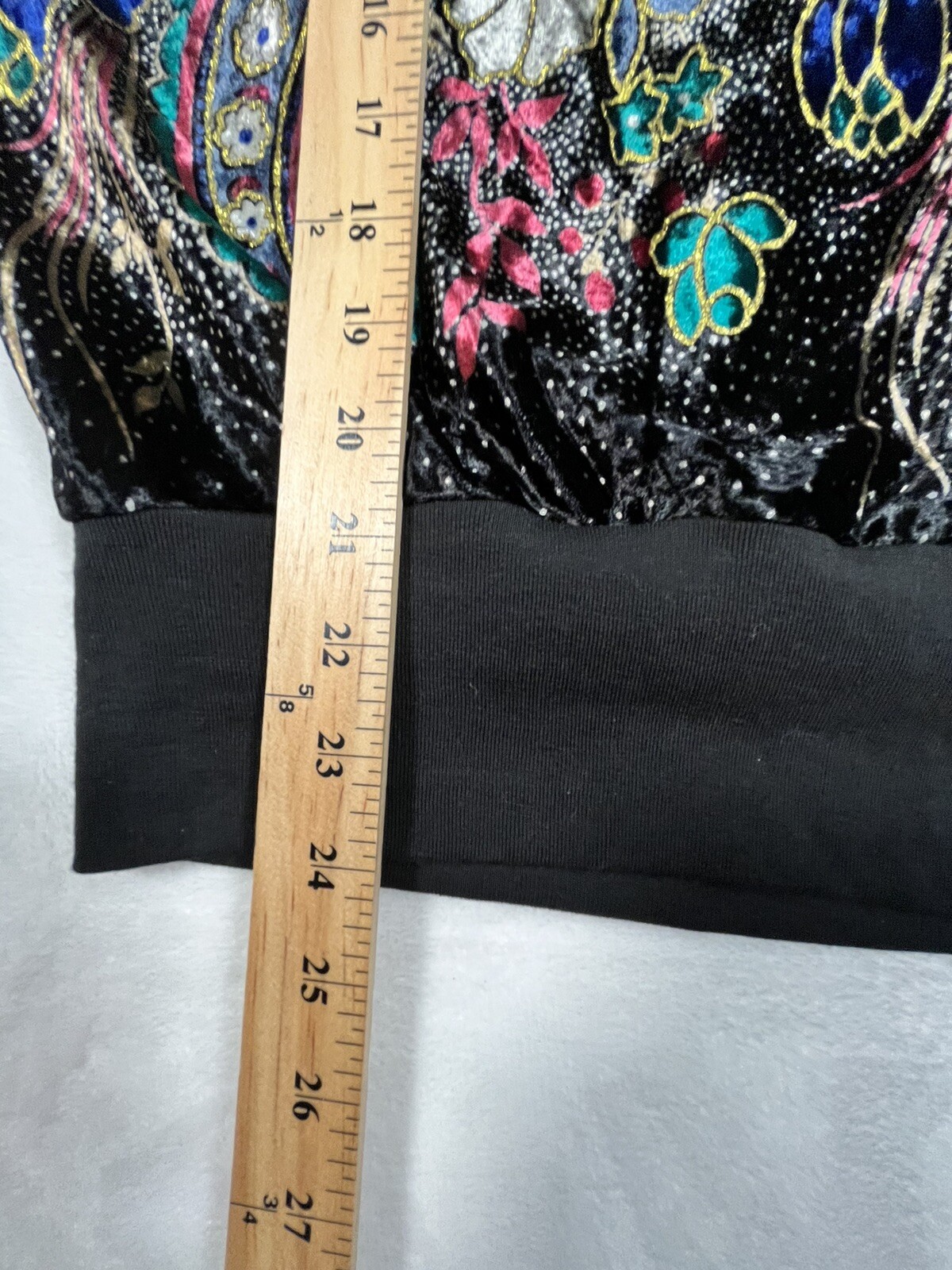 Vintage NWT Western Connection Womens L Top Black Batwing Floral Colorful